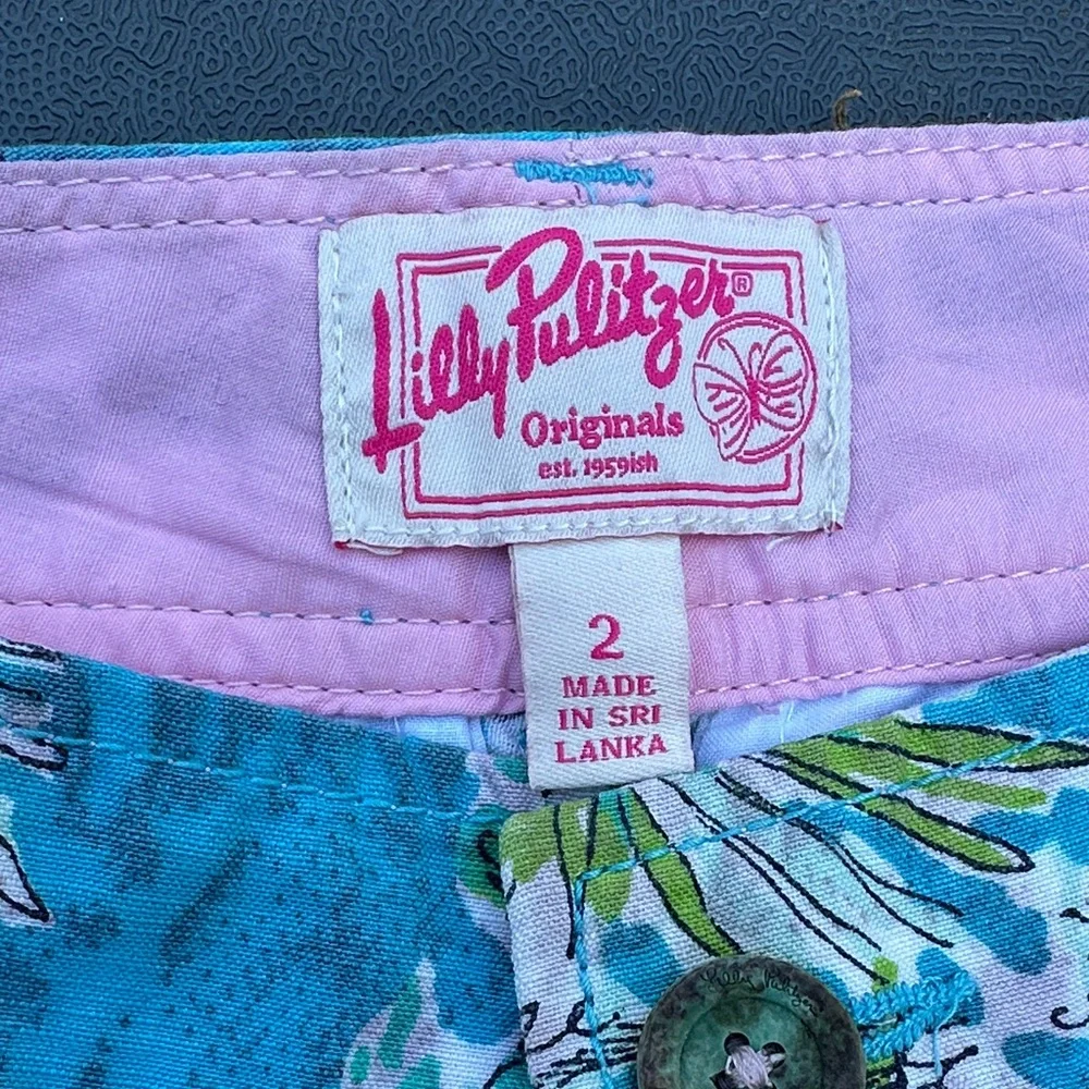 Lilly Pulitzer Turquoise Tropical Print Shorts - Picture 2 of 8
